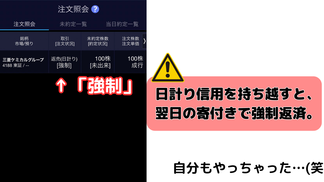 ＳＢＩ証券】日計り信用を持ち越すとどうなる？手数料・金利は？